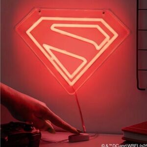 Superman Logo LED Neon Wall Light, Officially Licensed DC Comics Lamp with Power